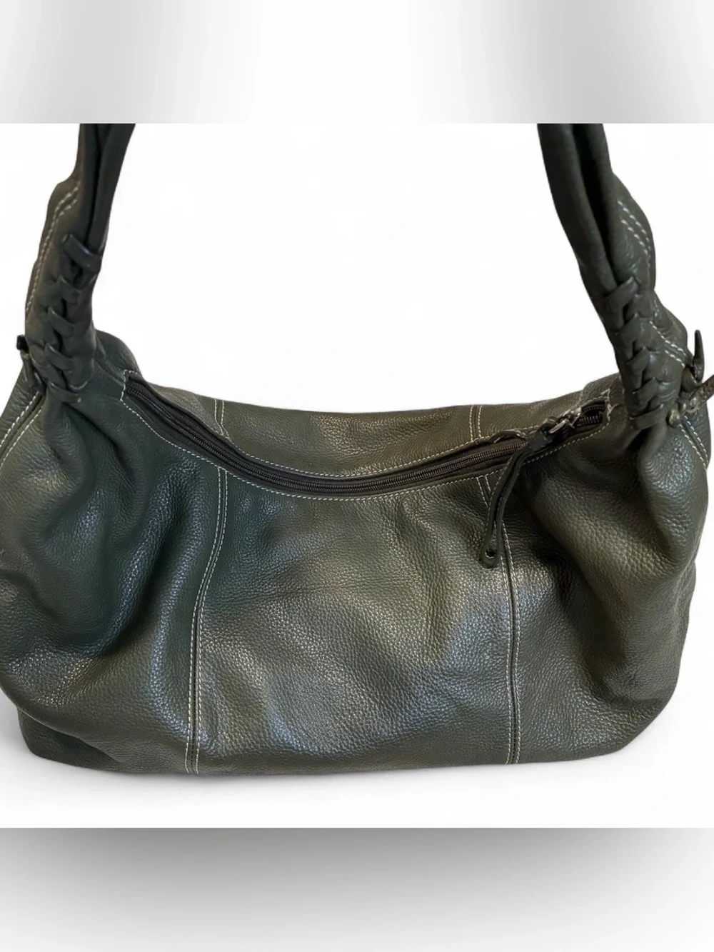 Tiganello Genuine Pebbled leather Hobo Shoulder Bag